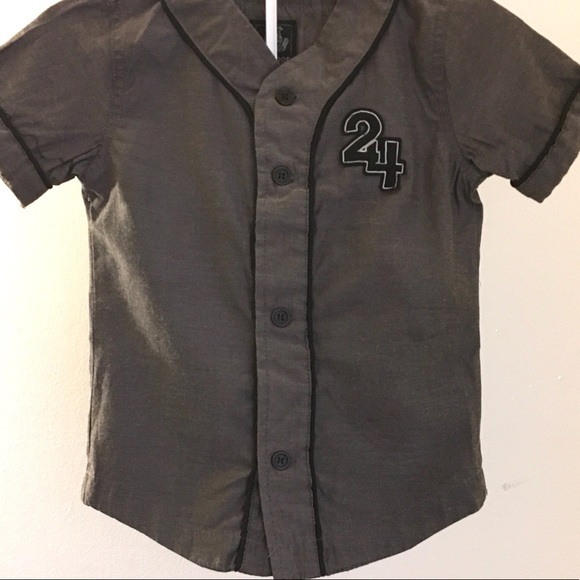 Boys Button Down Shirt Gray Jersey Style Size 4 - Picture 5 of 5